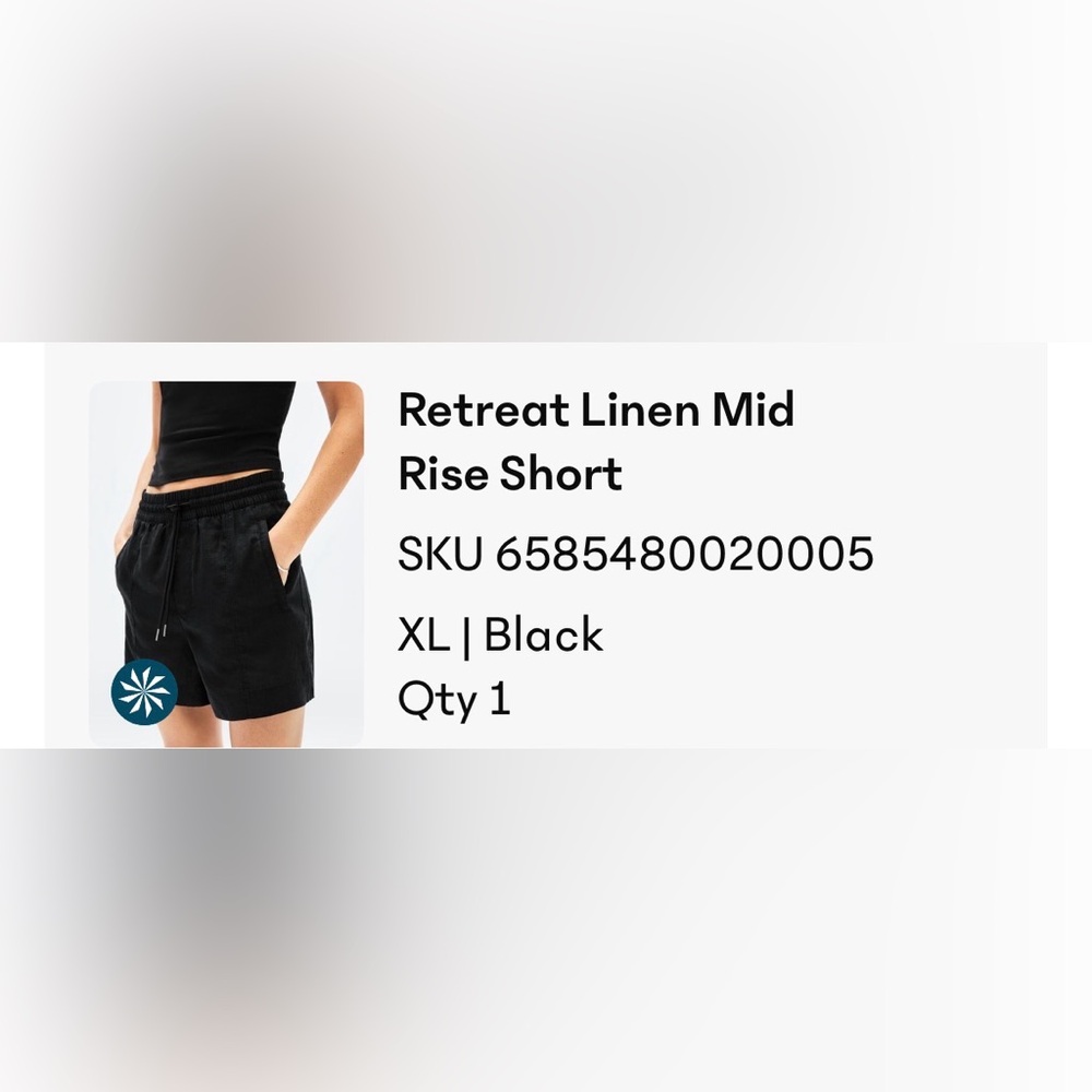 Athleta Black Retreat Linen Mid Rise Shorts XL